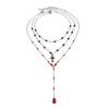 Gothic Dark Wind Cross Pendant Necklace, Fashion Crystal Chain Fringed Collarbone Chain Necklace