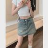 2023 Trendy High Waist A-Line Denim Mini Skirt for Spring/Summer