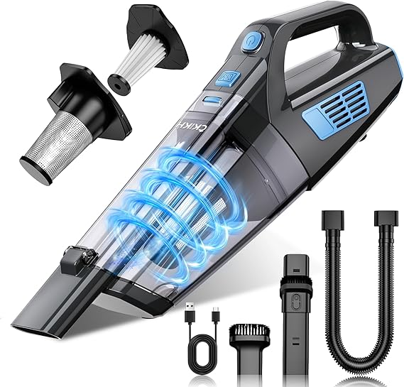 Handheld Vacuum Cordless, 15000PA Strong Suction Hand Held Car Vacuum Cleaner Portable with Multi-Nozzles & Washable Filter, Lig