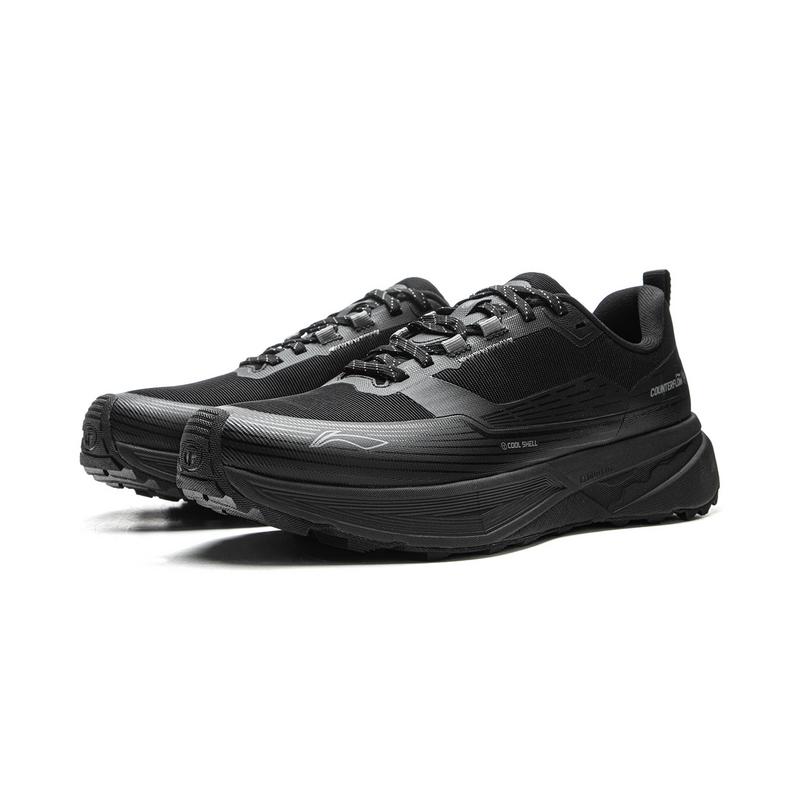 Li Ning CF Outdoor Comfort Fashion Shock Absorbing Wear Resistant Rebound Low Top Hiking Shoes Unisex Hiking Shoes Black AHCV037-13