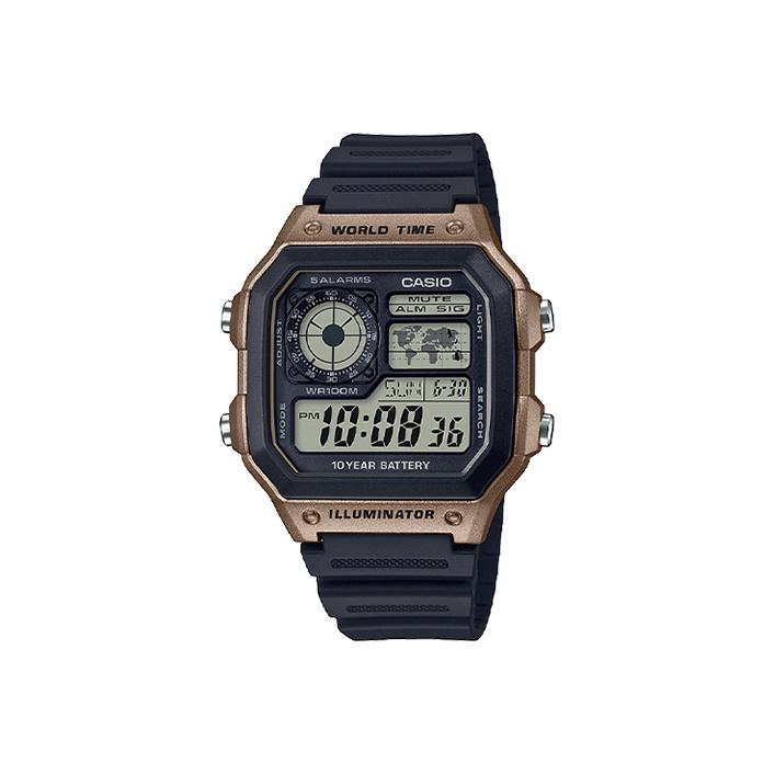 CASIO DIGITAL Quartz Movement Resin Strap Watch Men s Watches Gray Dial AE1200WH-5AV Black Dial