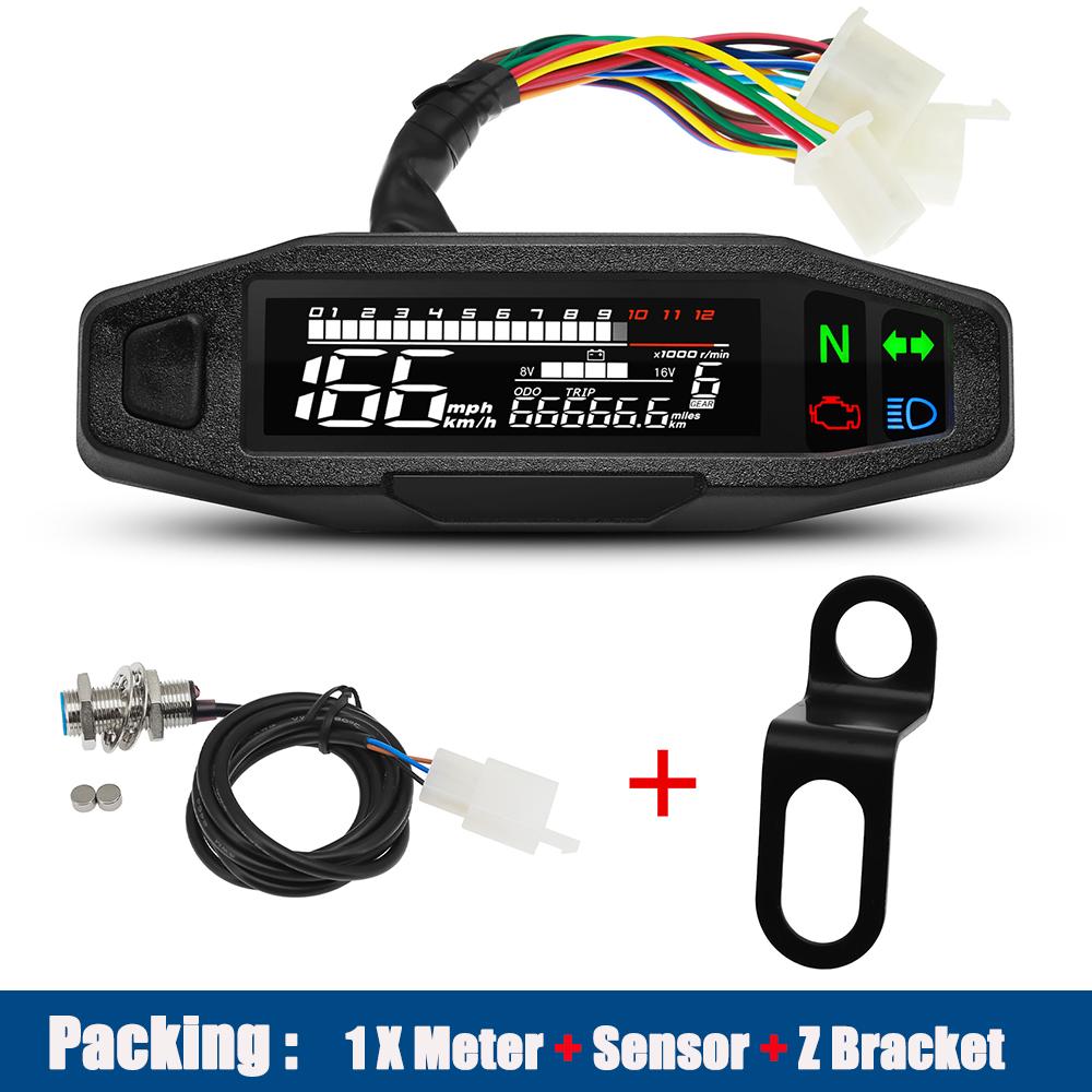 12V Motocicletă Digital Panou Vitezometru Universal Kit Indicator de Combustibil Tahometru LED Impermeabil Contor de parcurs Indicator de lumină de semnalizare