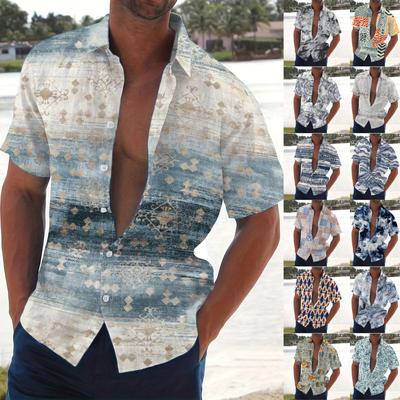 Herren Sommer Neue Lose Print Kurzarm Hemd Strickjacke Strand Hemd
