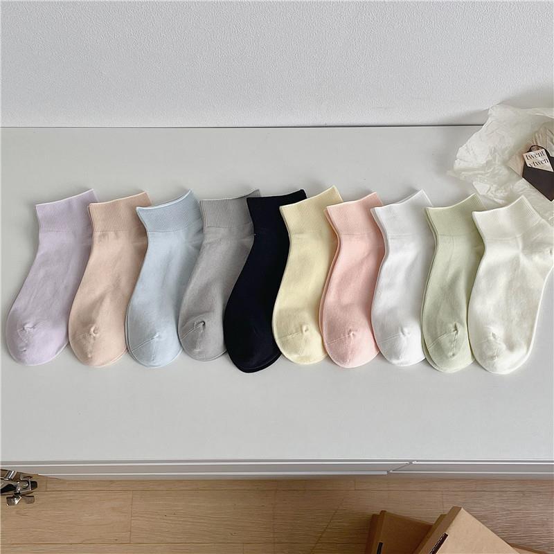 Socks Summer Thin Solid Color Short Tube Confinement Socks Tide Loose Boat Socks Crimped Wide Mouth Socks Cotton