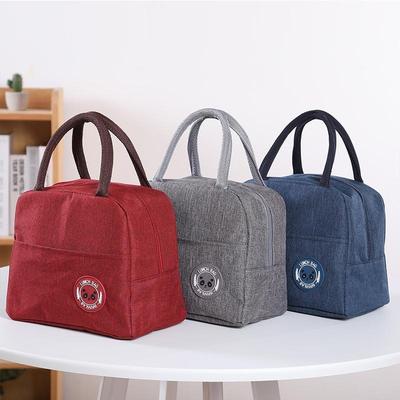 Bolsa de Almoço de Tecido Oxford Bolsa Térmica de Mão Lancheira Térmica Bolsa Térmica Bolsa Bento Espessada Impermeável Bolsa de Armazenamento