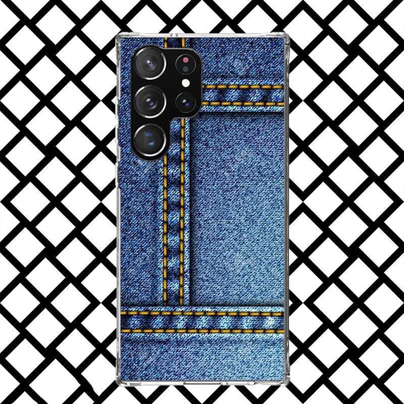 Retro Denim Embrpoidery Phone Case for Samsung Galaxy S26 S25 Edge S24 S23 Ultra S22 Plus S21 FE S20 + Soft Cover Print Fundas G