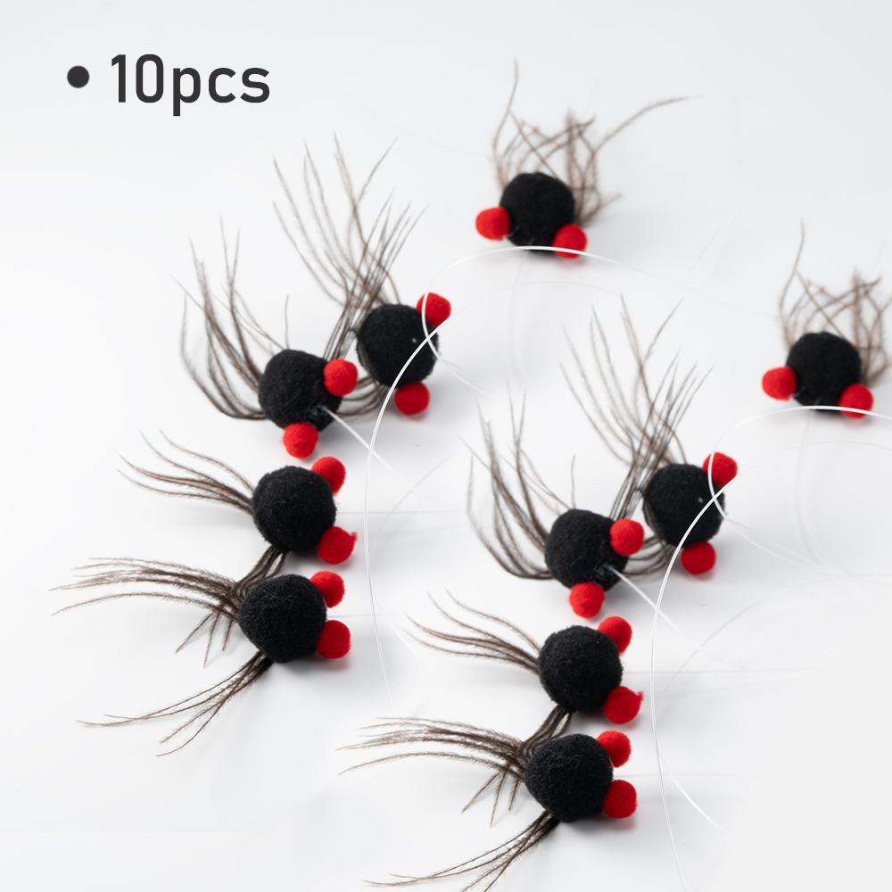 10pcs Black Simulation of Insects Cat Toy Replaces Head Cat Teasing Stick Teasing Interactive Pet Toy