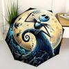 1 Automatik-Regenschirm Jack Skellington, Bunter 8-Rippen-Regenschirm mit Vollmond-Thema für Damen und Herren, Ein kompakter Begleiter für den täglichen Gebrauch Geeignet für