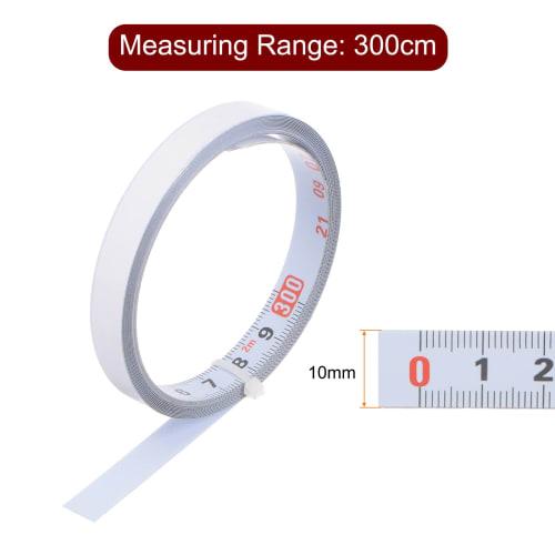 uxcell White Carbon Steel Adhesive Tape Measure, Straight Track Tape, Flat Ruler, 300cm Metric, Left to Right Reading