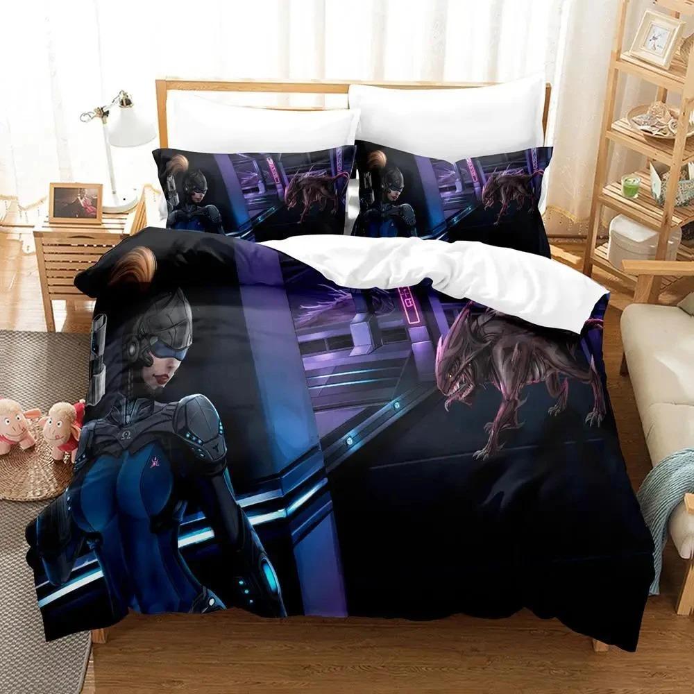 Metroid Prime Corruption Bedding Set Boys Girls Twin Queen Size Duvet Cover Pillowcase Bed Kids Adult Fashion Home Textileextile
