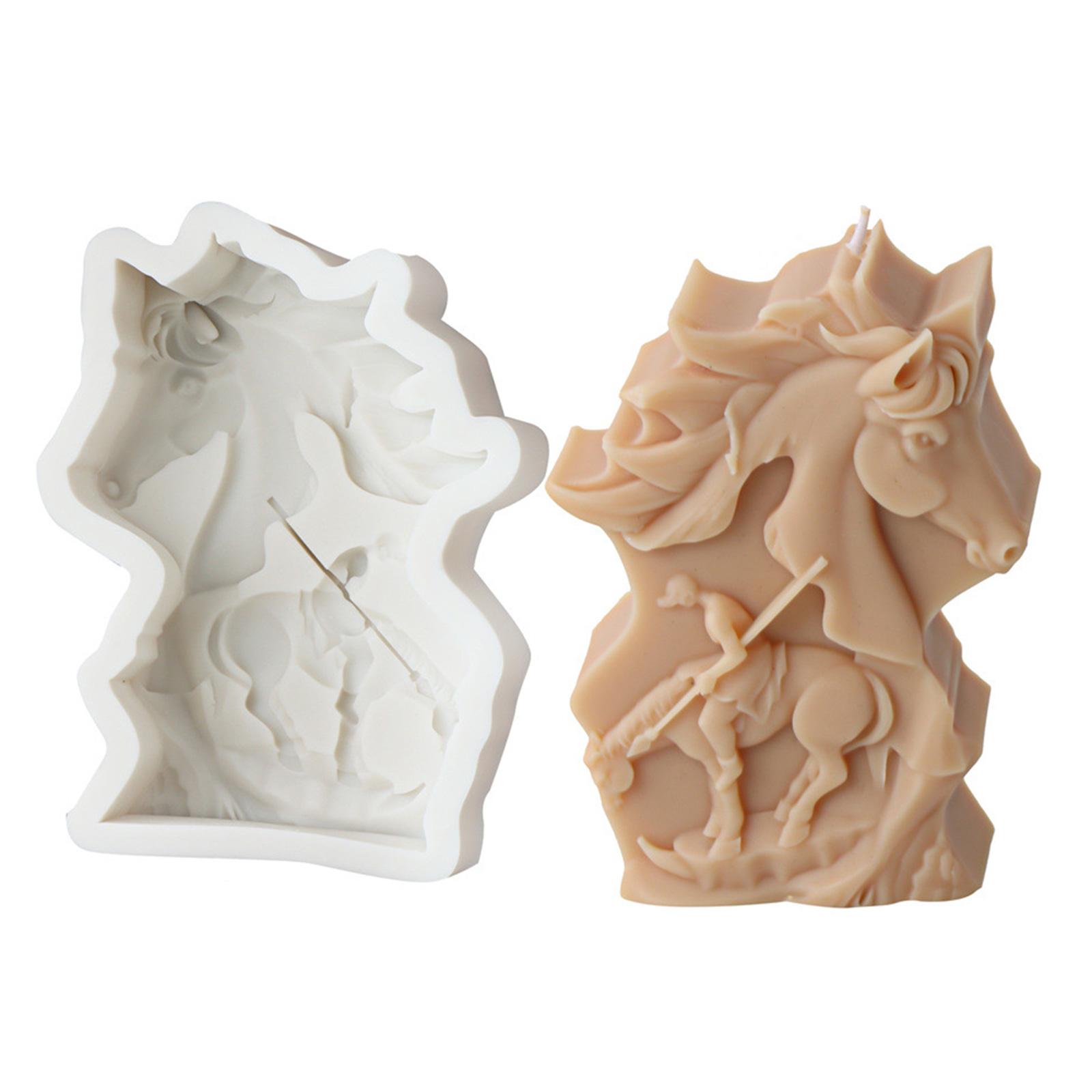 

Versatile Sturdy Silicone Candle Mould with Elegant Twin Horse Heads for Artistic Home Decoration Craft Supplies C