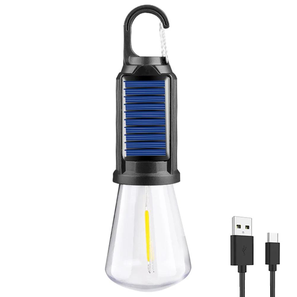 GGbingo Solar Powered LED Camping Lamp with Hook LED Lantern USB Charging Outdoor Tent Light Waterproof for Outdoor BBQ Camping