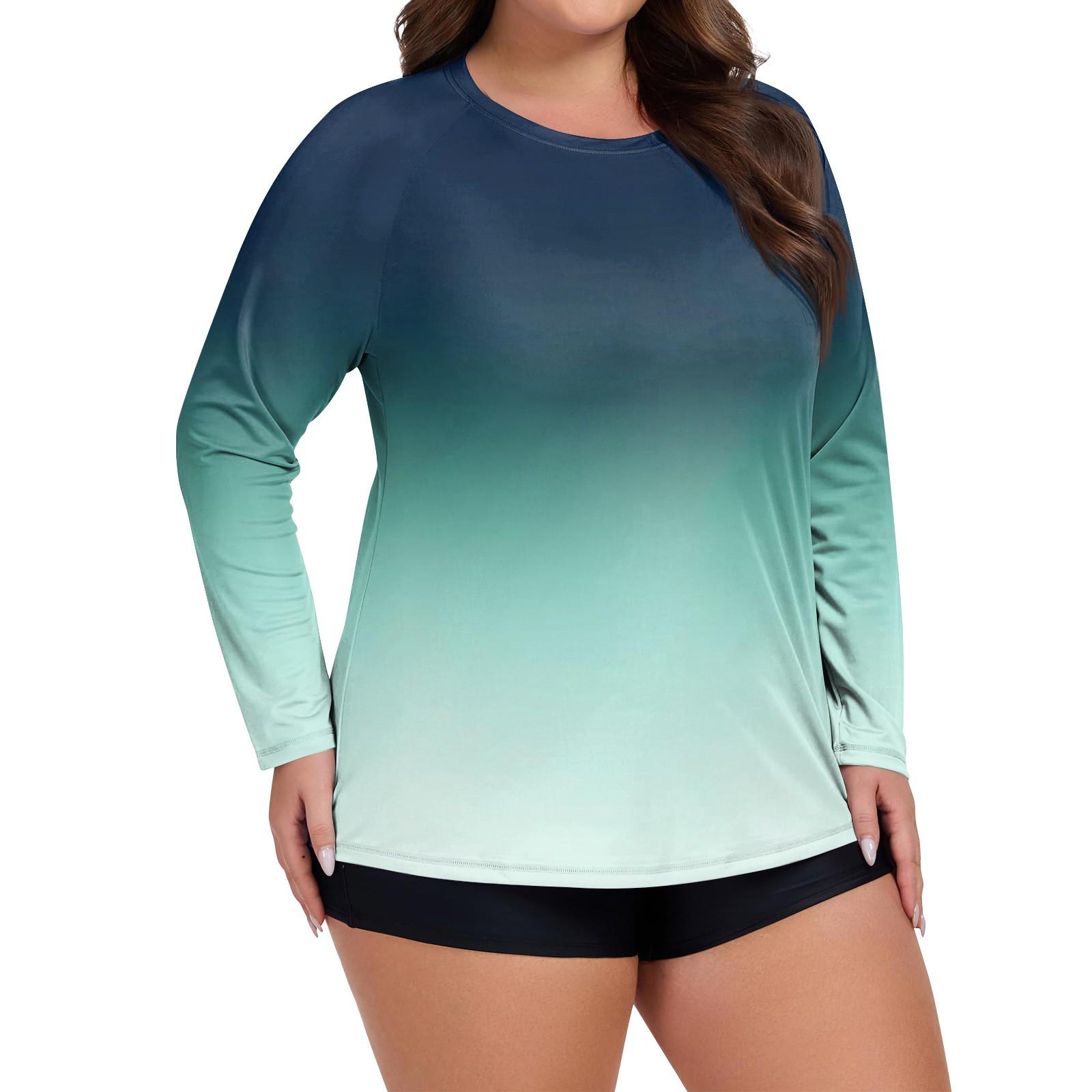 

Женский купальник с длинным рукавом большого размера с принтом, солнцезащитная куртка, быстросохнущий топ для хайкинга XXXXXL