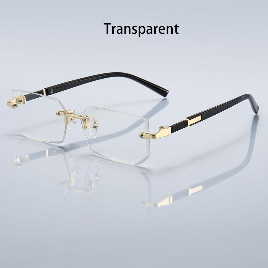 Luxury Rimless Business Rectangle Gradient Lens Unisex Fashion safety goggles  Women Men  Colored lenses Metal Frame Glasses
