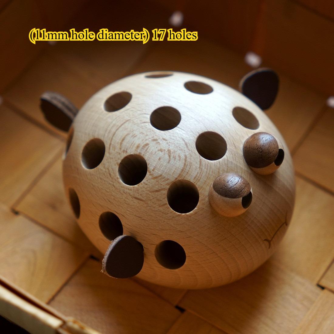 Solid Wood Creative Pufferfish Pen Container Student Stationery Insert Pen Neutral Pen Office Storage Desk