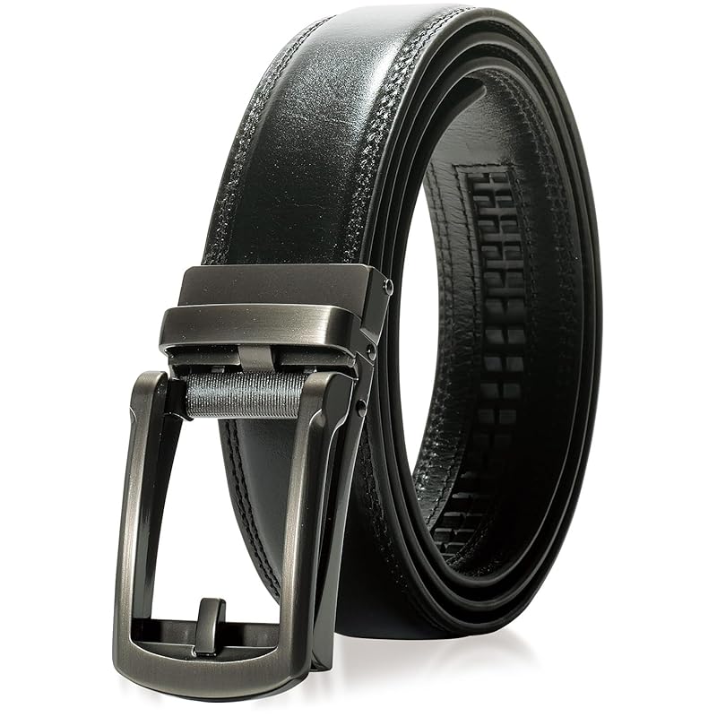 

[BLUE SINCERE] belt men s italian leather genuine leather No hole auto lock big size business casual / ICB1 (royal black)
