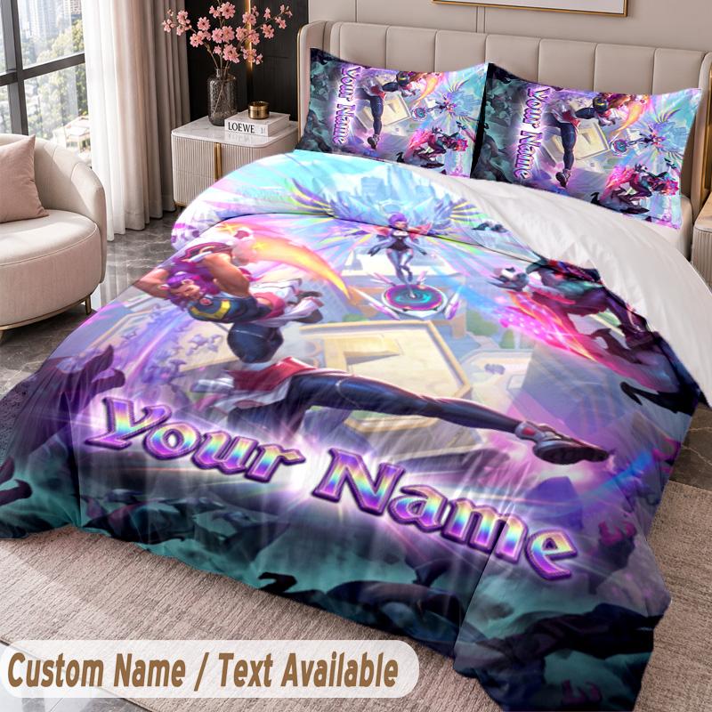 Custom Name Text 3Pcs Bedding Set League of Legends Duvet Cover And Two Pillowcases