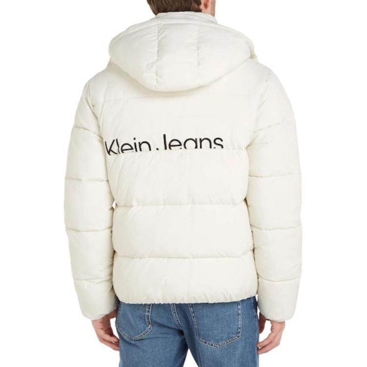 Calvin Klein Hooded Letter Print Zipper Long Sleeve Jacket Men Jackets White J30J323708-YBI