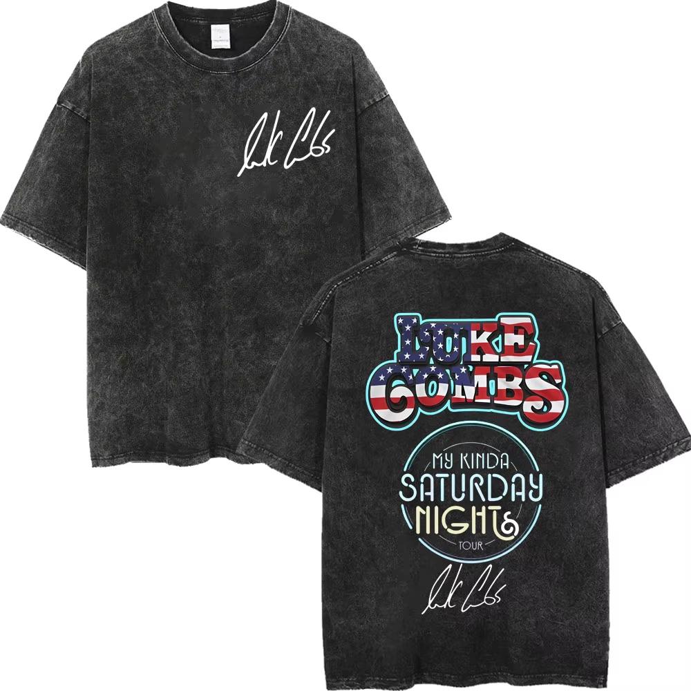 Simple Chic Street Clothing Vintage Gewassen Luke Combs Tour 2026 Merch T-shirts Mannen Vrouwen Mode Y2k Oversized T-shirt Zomer Mode Trendy Tee XXXL
