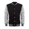 Men Baseball Jacket Stand Collar Long Sleeve Buttons Closure Patchwork Color Coat with Pockets Autumn Winter Fleece Lining Casua