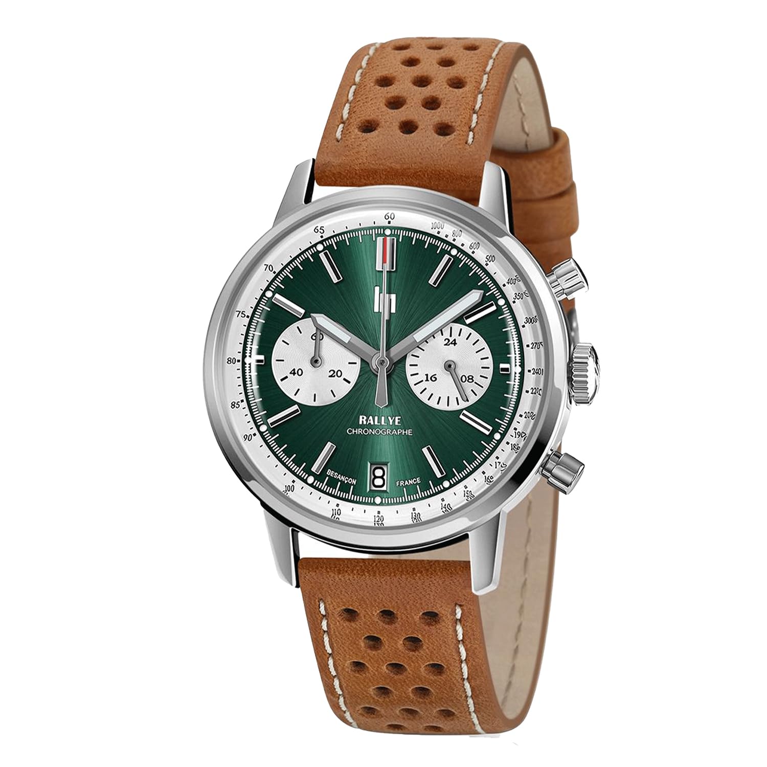 

Authorized Distributor Lip Watch 671806 Rally Chronograph 39mm Mechanical Quartz Green Dial Brown Leather [LIP] Men s [RALLYE]