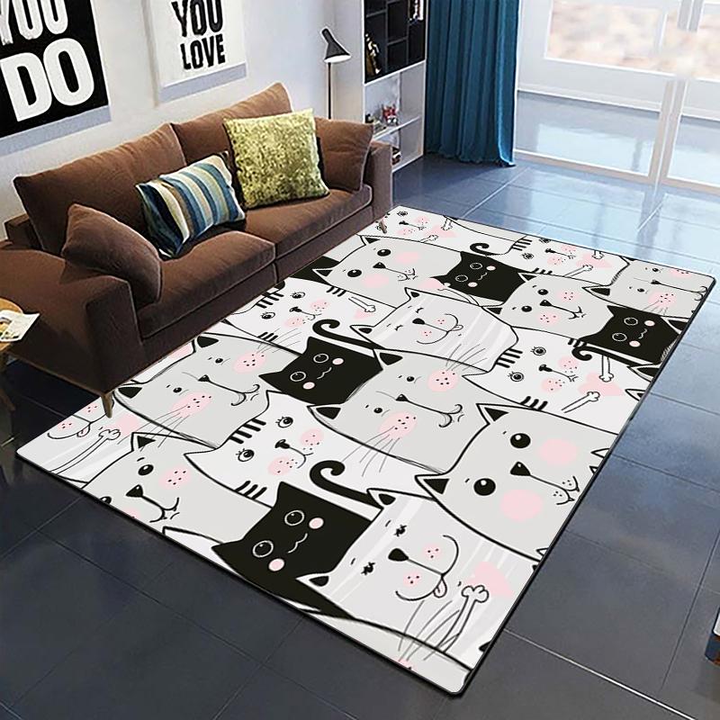 Cute Cat Carpet Yoga Living Room Children's Crawling Mat Picnic Mat Kawaii Rug Doormat Area Rug Games Area Washroom Floor Mat