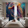 2pcs HD Sea Bottom World Luminous Jellyfish Decorative Curtain Color System Digital Printed Curtain Home Decoration Style Dec