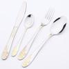 16Pcs Vintage Carved Gold Cutlery Set Western Stainless Steel Dinnerware 4 Colors Flatware Spoon Knife Fork Tableware Kitchen Silverware
