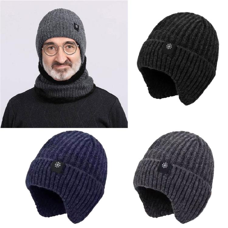 Thick Warm Earmuff Hat Ear Protections Hat Cold Weather Skull Caps Knitted Hat Wool Knitted Hat Winter Warm Hat for Men