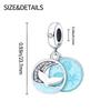 100%Copper Blue Ocean Charms Beads Glazed Seagull Pendant Fit 3Mm Original Bangle Bracelet Diy For Women Jewelry