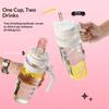1000ml Cross Border Popular Large Capacity Flower Tea Cup, Straw Glass Cup, High Borosilicate Car Ice Cream Cup lijiao