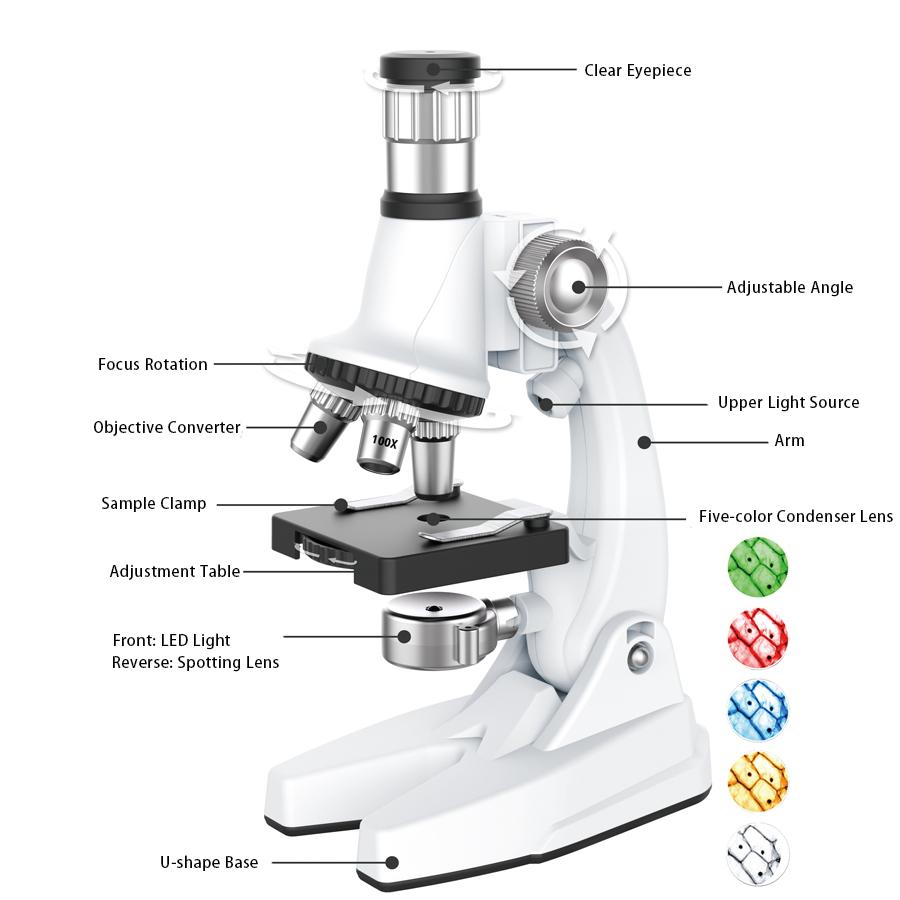 

3304 Children Microscope Kit 1200X Magnification Science Toys for Kids Students Microscope STEM Educational Toy Type A