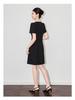 Women's Slim Short Sleeve Dress with Diamond Collar Design