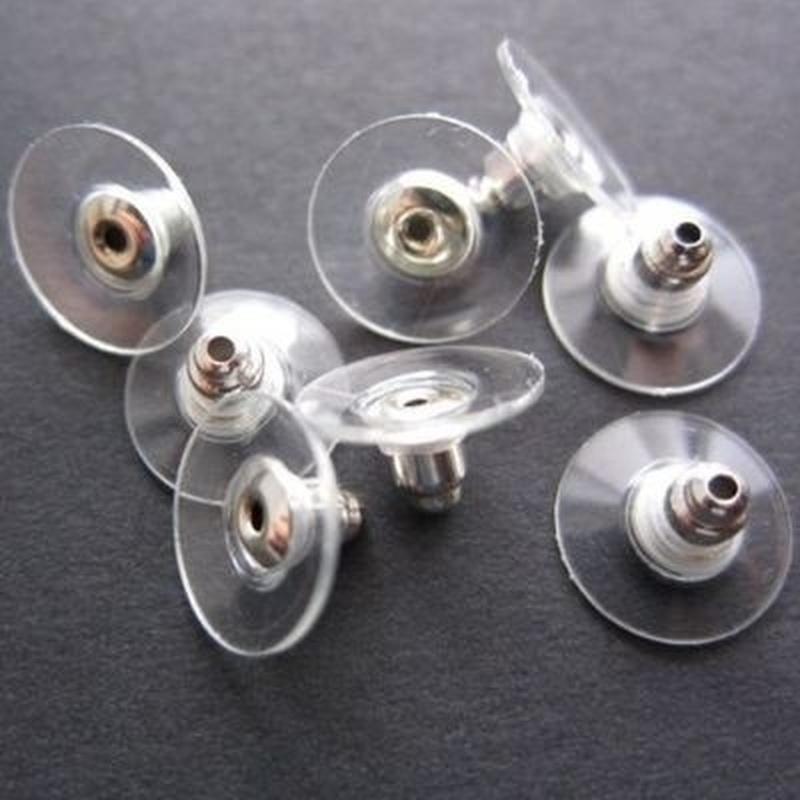 100pcs DIY Craft Accessories Silicon Stud Earring Earrings Back Stoppers Ear Post Nuts Jewelry Findings Components Gold and Silv