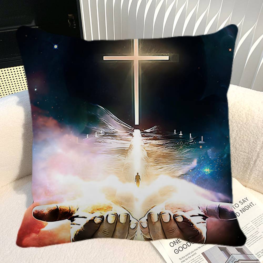 Christian Bible Jesus Christian Pillow Case Square Pillow Bedroom Sofa Leisure Comfort Cushion Car Home Decoration
