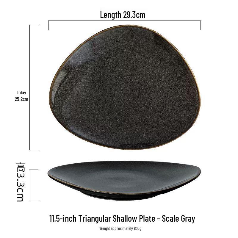 European Underglaze Ceramic Triangle Dinner Plate