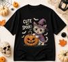 Halloween Witch Kitty Graphic Tee / Vintage Pumpkin Shirt