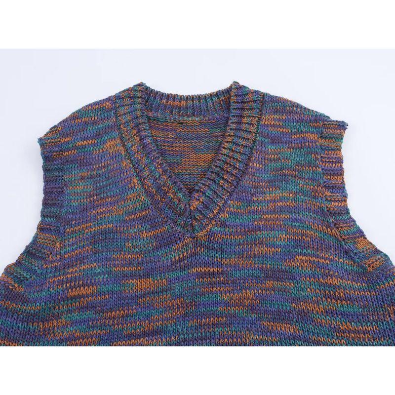 Kaslead New Women clothes Western Style Fashion Simple and Versatile Ice Island Hair Sweater vest Vest