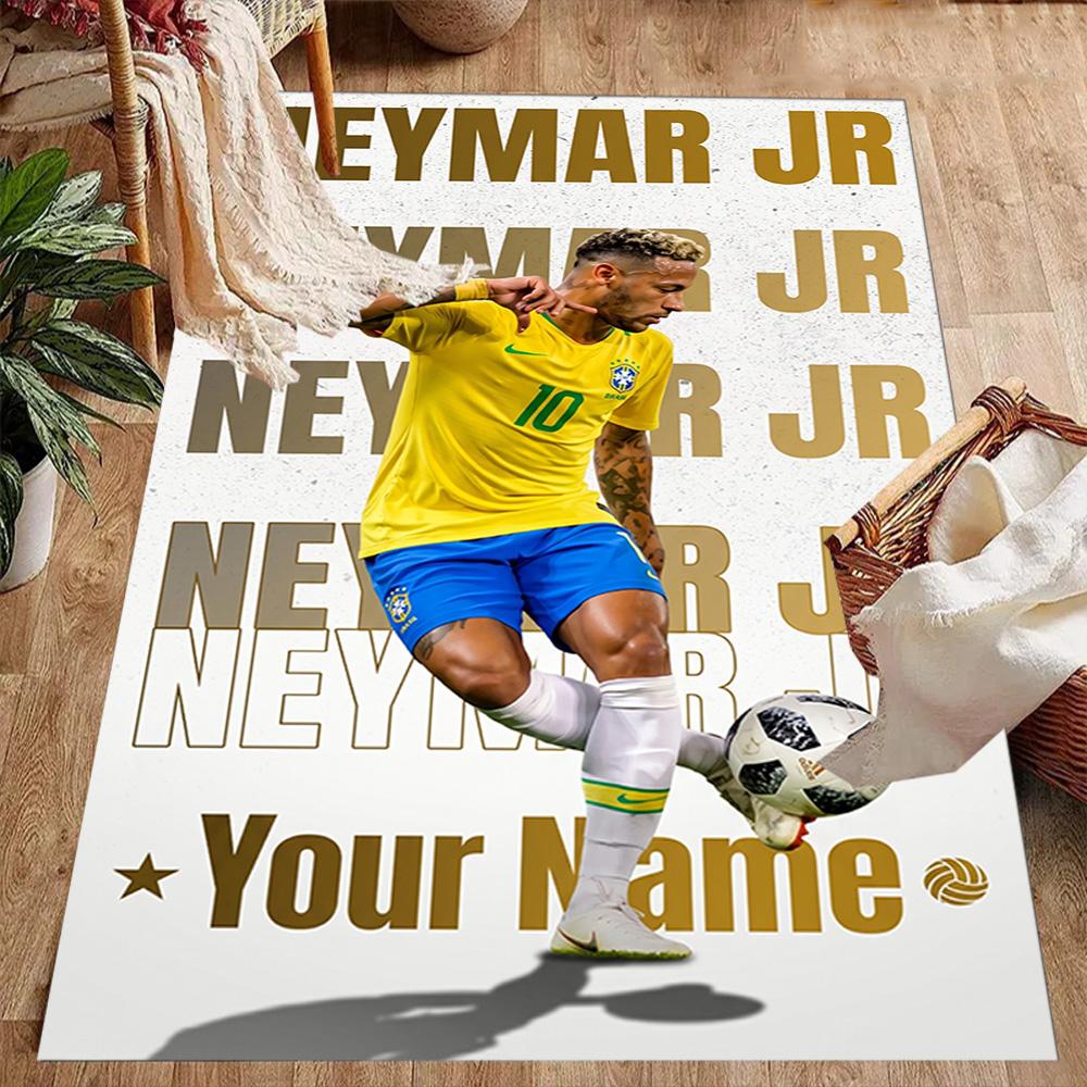 Poster Neymar Energy Tappetino Personalizzato con Nome per Corridoio, Stanze dei Giochi, Dormitorio, Sala Giochi, Tappeto Antiscivolo, Decorazione per Uffici, Regalo per Festival