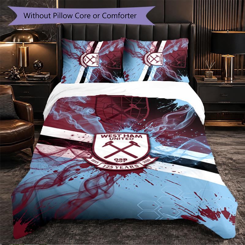 West Ham United Calcio Set Biancheria da Letto 3 Pezzi Morbido Set Copripiumino con Federe Set Decorazione Camera da Letto per la Casa