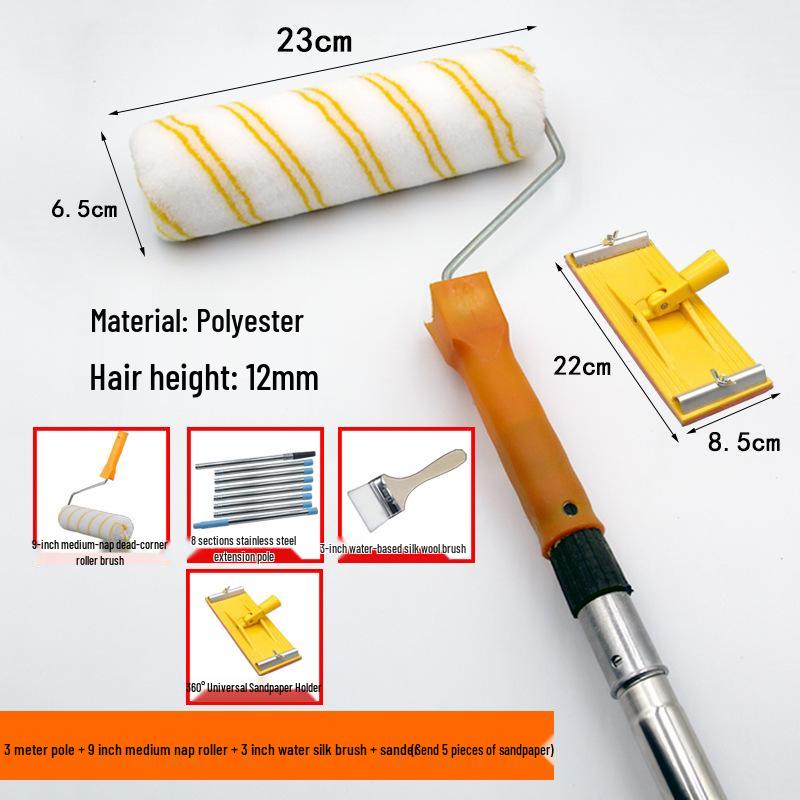 Adjustable Stainless Steel Telescopic Handle Waterproof Paint Roller Brush