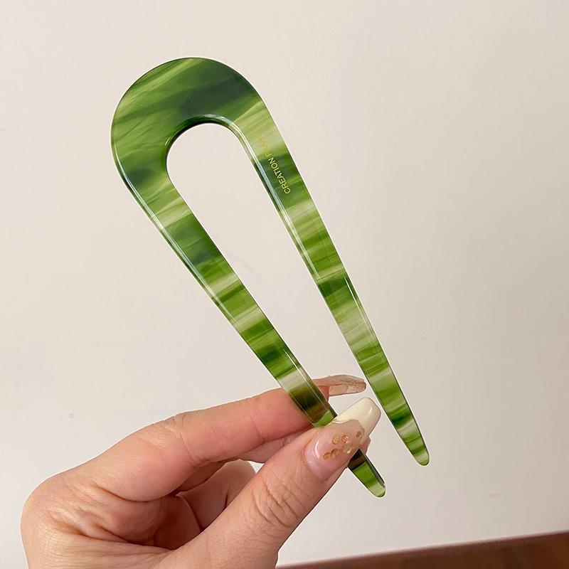 U-Shaped Fixed Hairpin with High-End Alloy Comb for Women's Updos - Ancient Style Four-Tooth Insert