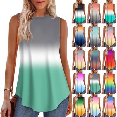 Damenmode Lässige ärmellose Weste Vintage Print Rundhalsausschnitt Ärmelloses Top