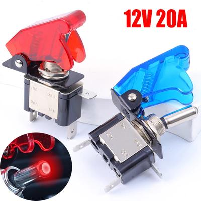 New ASW-07D LED Car Modification Switch 12V 20A Universal Automotive Control Switches with Protective Cover Toggle Rocker Switch