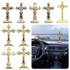Golden Cross Ornaments Double-sided Tape Metal Statues Creative Handicrafts Oil Droped Colors Car Ornaments Christ On The Stand