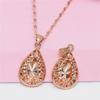 Purple Gold Car Flower Hollow Water Drop Pendant, Shining Fashion Rose Gold Plated Color Gold Necklace
