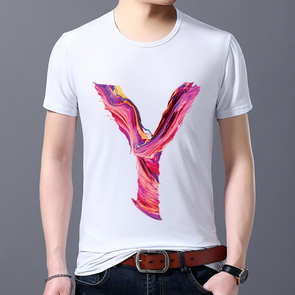 

Мужская классическая белая футболка с принтом, повседневная и простая, с принтом английской буквы H, воротником O XL