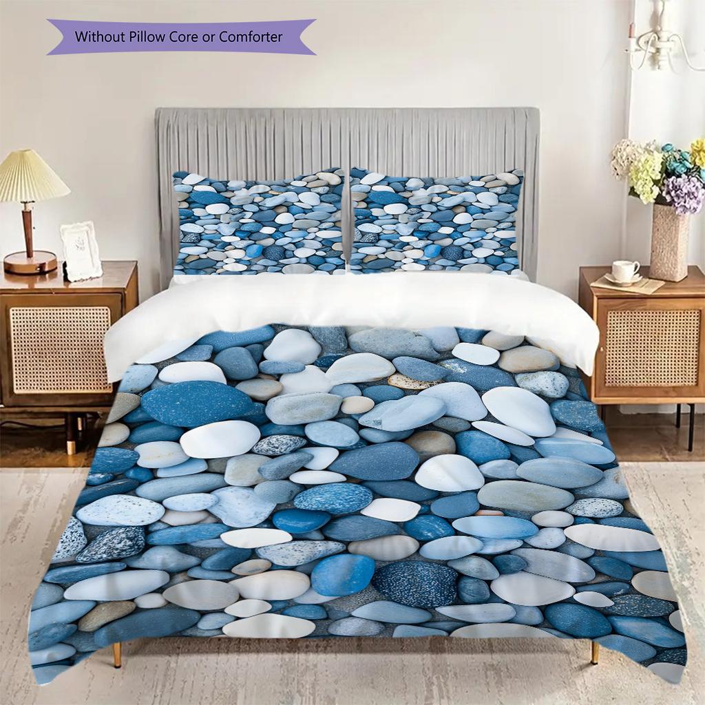 Strandmuster Bettwäsche Steppdecke Set Bettbezug Kissenbezug Heimdekoration Geburtstagsgeschenk (1 Bettbezug + 2 Kissenbezüge, ohne Füllung)