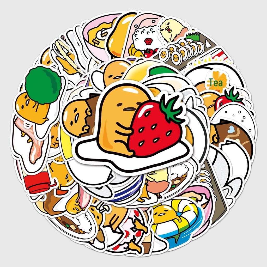 50 Lazy Egg Cartoon Stickers: Cute, Waterproof, for Suitcases