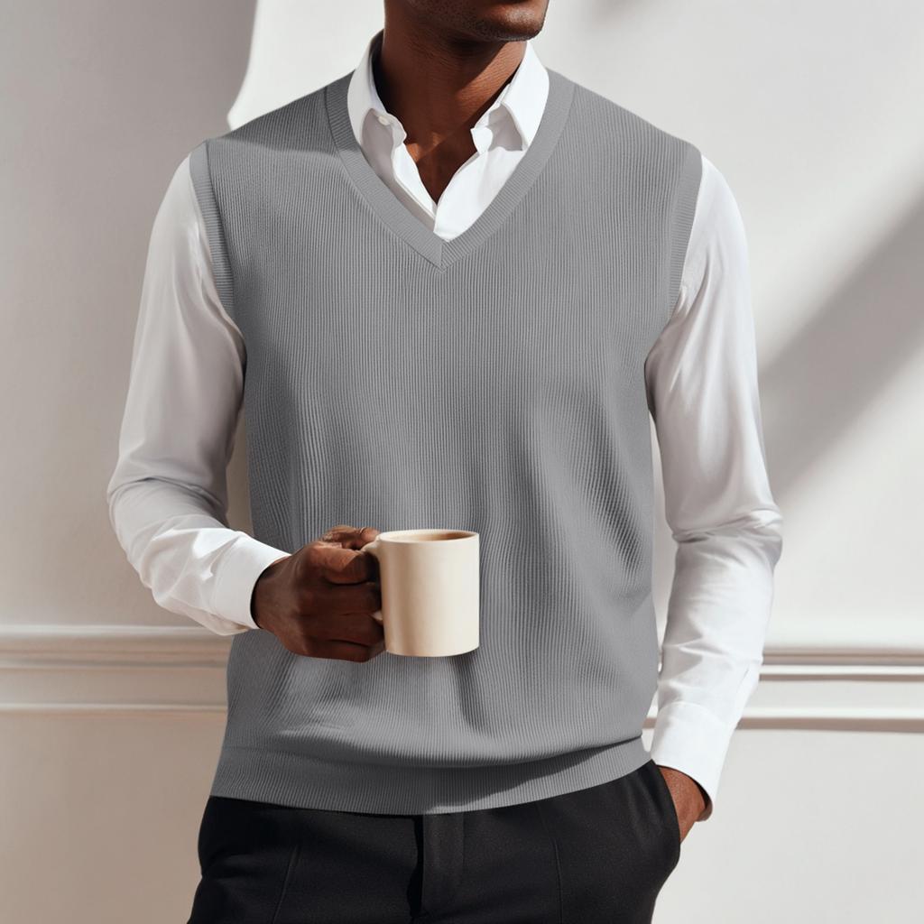 Men's V-neck Vest Sleeveless Knitted Pullover